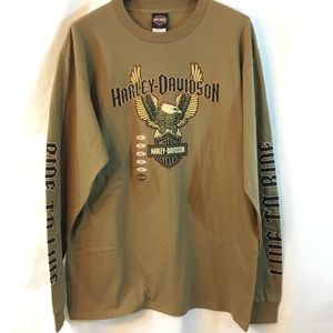 NWT Harley Davidson T Shirt L/S Brown XL Irvine CA